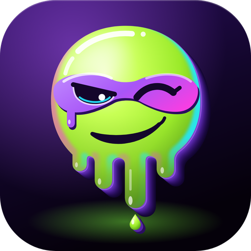 Larp AI app icon: the dripping mask on a dark rounded square